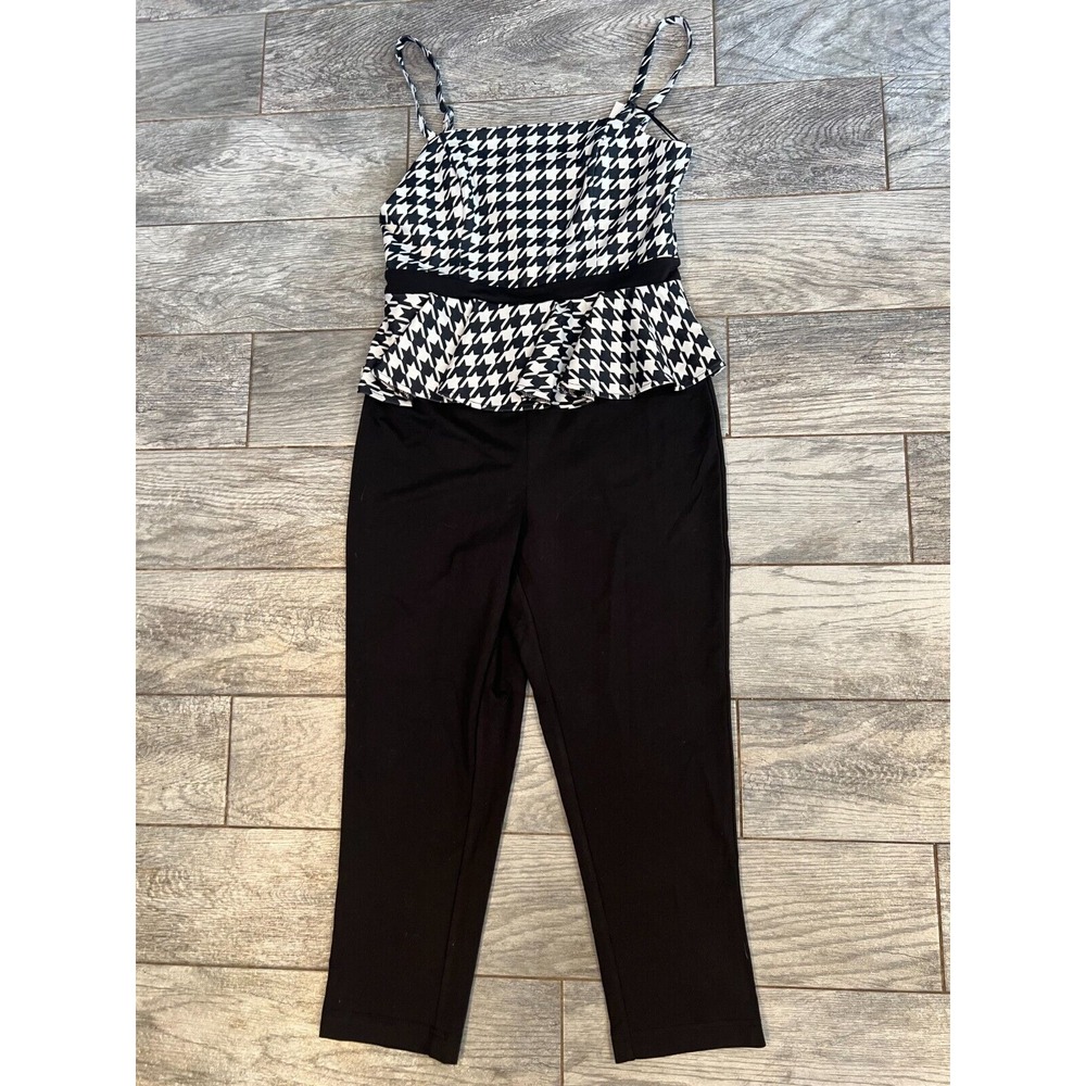 Unique Vintage Jumpsuit Large Houndstooth Jumper NWT size Large 10 12 Peplum